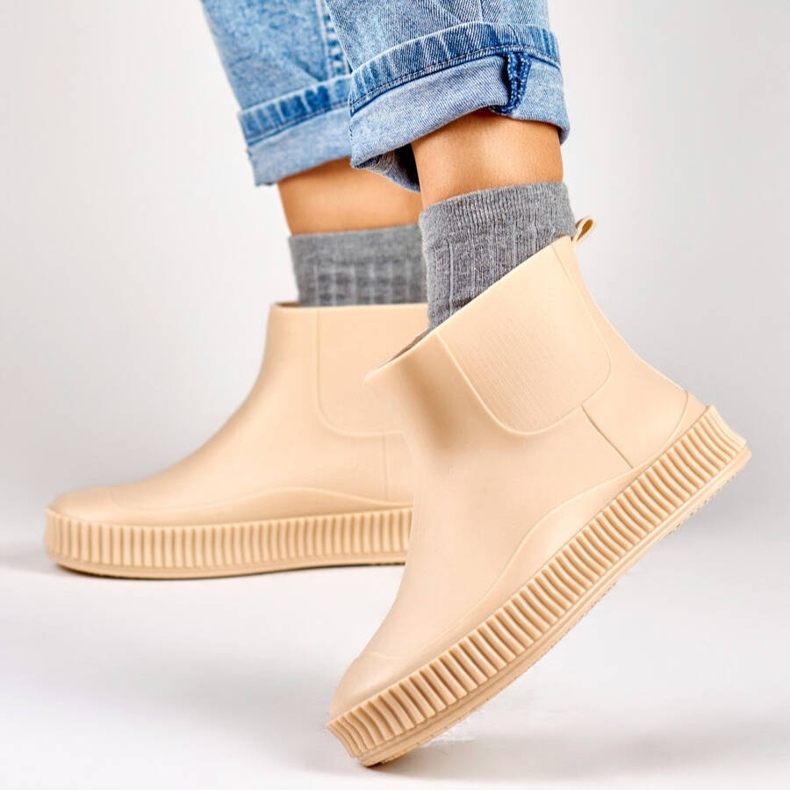 Bottines Wellington femme beige mat YJ-7-2BE 1 Bottines Wellington femme beige mat YJ-7-2BE 1