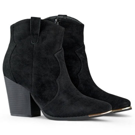 Santiags pour femme en daim à talon haut, noir A5618B le noir 5