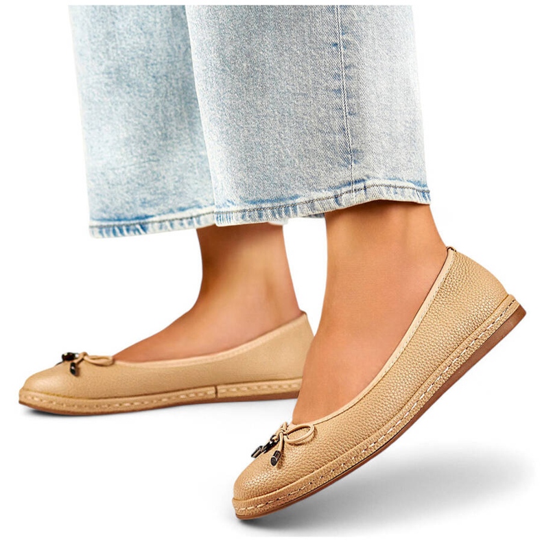 Ballerines femme confortables beiges à nœud GD-XR392A-BE 1