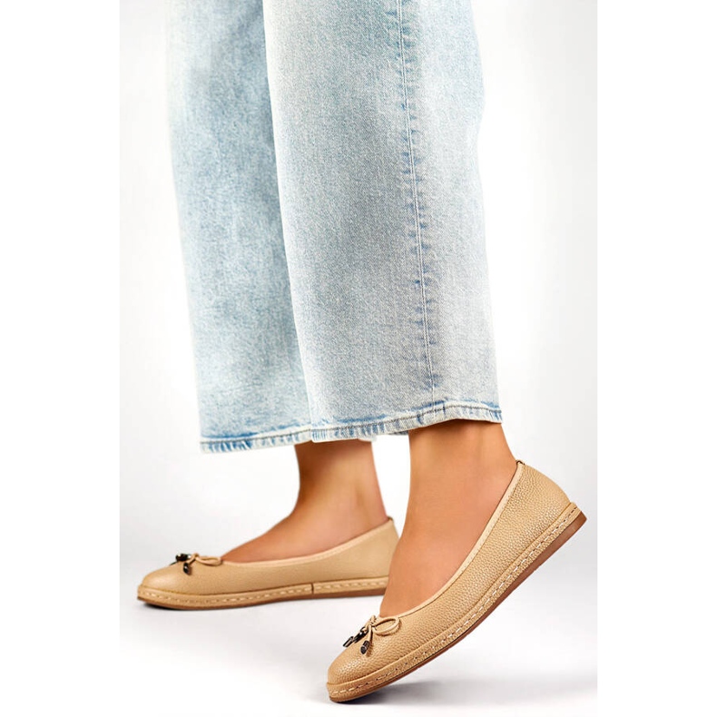 Ballerines femme confortables beiges à nœud GD-XR392A-BE 2