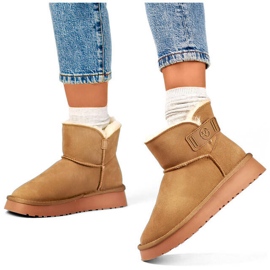 Bottes de neige à enfiler en daim pour femme, beige 25-97951BE 1