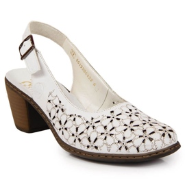 Sandales ajourées en cuir Rieker W RKR531A blanc blanche 17