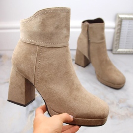 Bottines isolées en daim à talon haut et plateforme M.Daszyński W SAN24B, beige 8