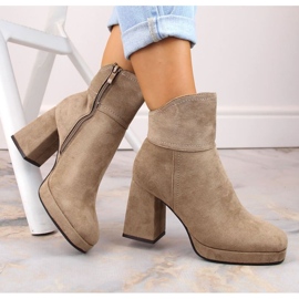 Bottines isolées en daim à talon haut et plateforme M.Daszyński W SAN24B, beige 9