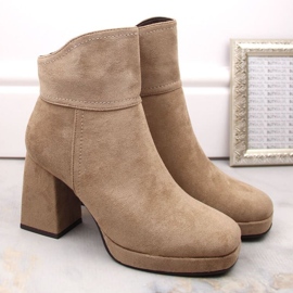 Bottines isolées en daim à talon haut et plateforme M.Daszyński W SAN24B, beige 11