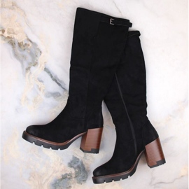 Vinceza W JAN258 bottes à talons hauts et plateforme en daim, noir le noir 6