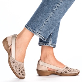 Chaussures en cuir confortables Rieker W RKR442C, beige 24