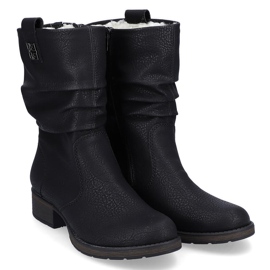 Bottes pour femmes noires isolées avec de la laine Rieker Z9583 2