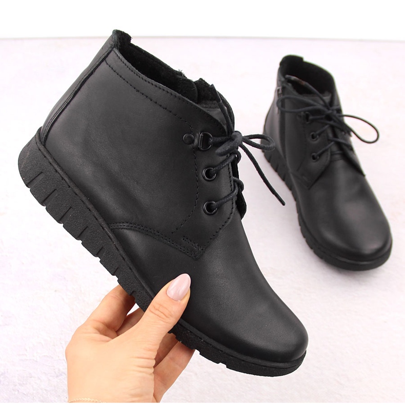 Bottines isolées en cuir pour femme, noires, Helios 501 1