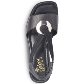 Sandales en cuir pour femmes avec élastiques noir Rieker 62662-01 le noir 1 Sandales en cuir pour femmes avec élastiques noir Rieker 62662-01 le noir 1