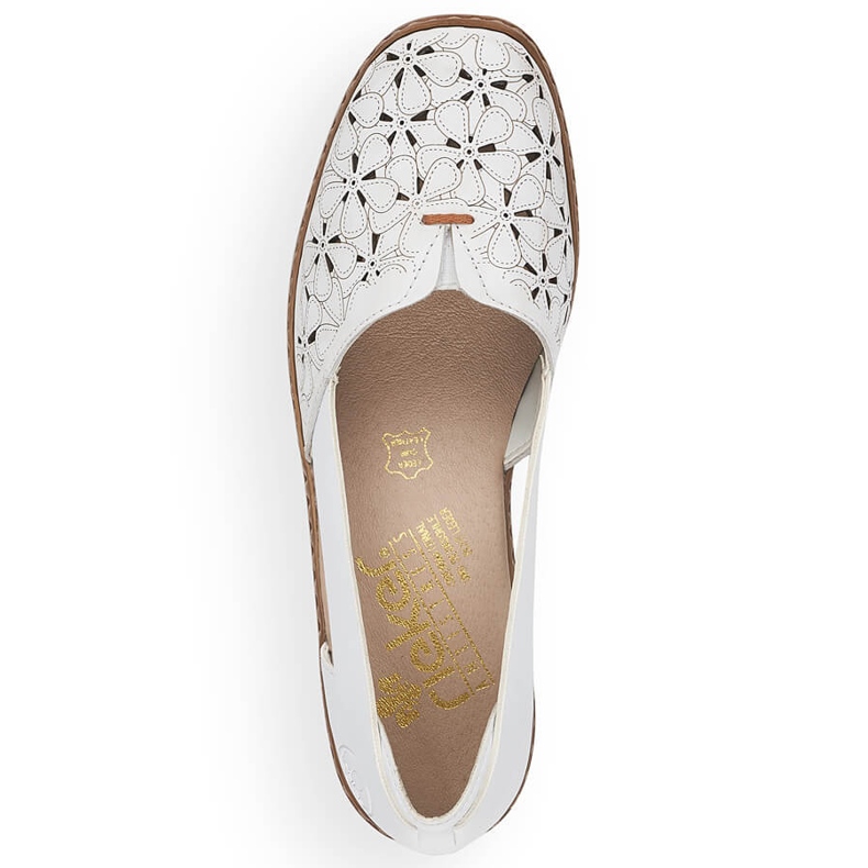 Chaussures femme en cuir blanc ajouré Rieker 41356 1