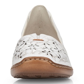 Chaussures femme en cuir blanc ajouré Rieker 41356 blanche 2