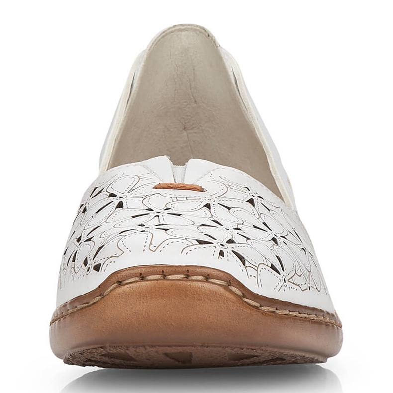 Chaussures femme en cuir blanc ajouré Rieker 41356 blanche 2