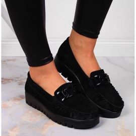 Mocassins en cuir noir pour femmes sur la plate-forme Filippo DP3334 le noir 6