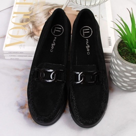Mocassins en cuir noir pour femmes sur la plate-forme Filippo DP3334 le noir 5