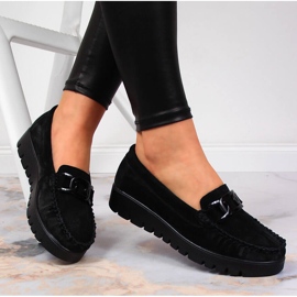 Mocassins en cuir noir pour femmes sur la plate-forme Filippo DP3334 le noir 2