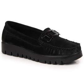 Mocassins en cuir noir pour femmes sur la plate-forme Filippo DP3334 le noir 1