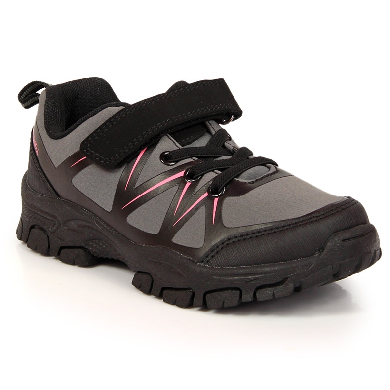 Chaussures de trekking pour enfants imperméables avec fermeture scratch gris American Club noir 2