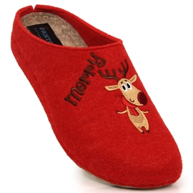 Pantoufles confortables pour femmes avec renne et bonhomme de neige Panto Fino KK267037 rouge 1
