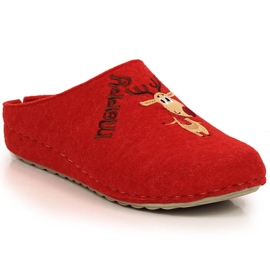 Pantoufles confortables pour femmes avec renne et bonhomme de neige Panto Fino KK267037 rouge 2