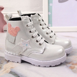 Bottines fille Potocki argentées isolées argent brillant 3