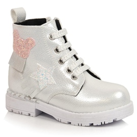 Bottines fille Potocki argentées isolées argent brillant 1