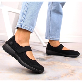Chaussures ajourées confortables pour femmes avec velcro noir Rieker L32B5-00 le noir 7