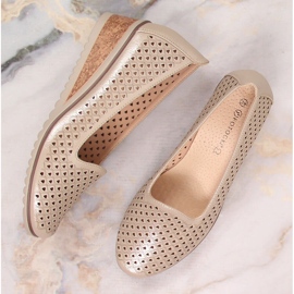 Chaussures compensées ajourées beige scintillant pour femme Potocki SZ12018 4