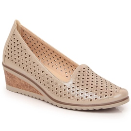 Chaussures compensées ajourées beige scintillant pour femme Potocki SZ12018 1