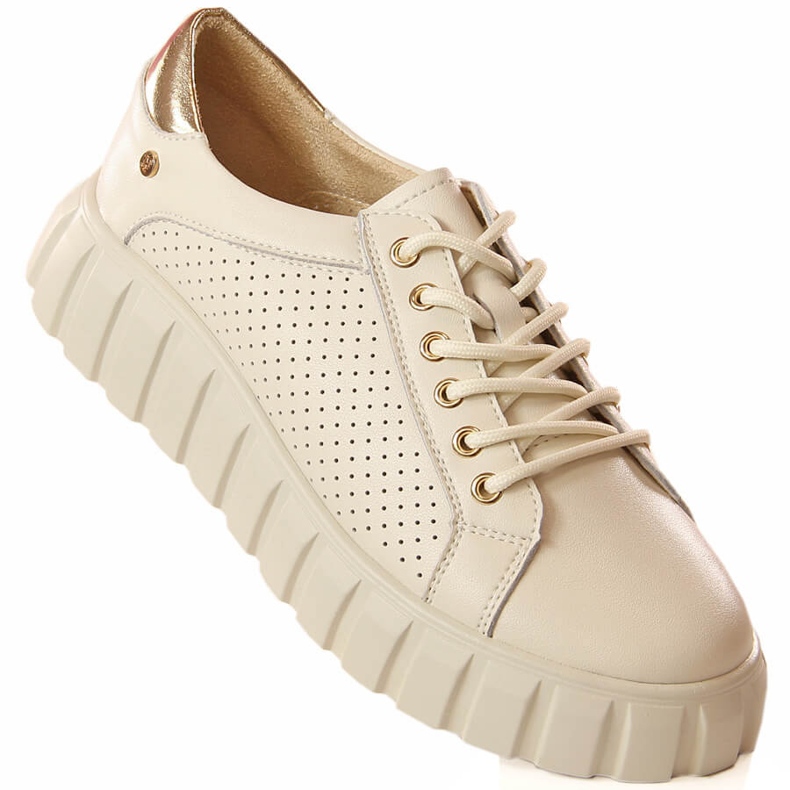 Chaussures de sport femme en cuir beige Filippo DP4535 1