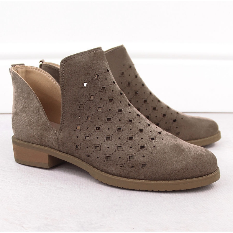 M. DASZYŃSKI Bottines à enfiler en daim ajouré pour femme marron M.Daszyński SA62-102 brun 2