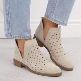 M. DASZYŃSKI Bottines femme en daim ajouré beige M.Daszyński SA62-102 2