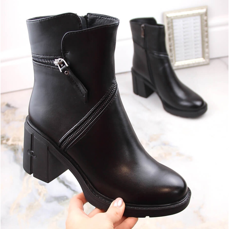 Bottines à talons hauts et fermeture éclair pour femme, noires Filippo DBT4849 le noir 2 Bottines à talons hauts et fermeture éclair pour femme, noires Filippo DBT4849 le noir 2