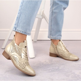 Bottines ajourées dorées femme Potocki SZ12091 beige 2