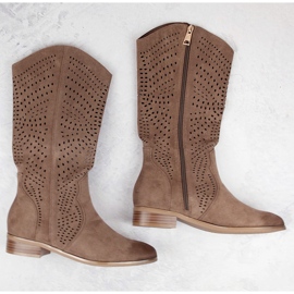 Bottines ajourées en daim pour femme, marron, Vinceza 58237 brun 3