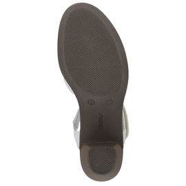 Sandales à talons hauts confortables en cuir pour femmes, blanc Rieker 40991-80 blanche 2
