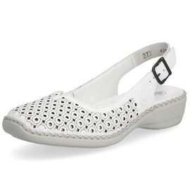 Sandales confortables en cuir entièrement ajourées pour femmes, blanc Rieker 41350-80 blanche 11