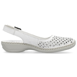Sandales confortables en cuir entièrement ajourées pour femmes, blanc Rieker 41350-80 blanche 12