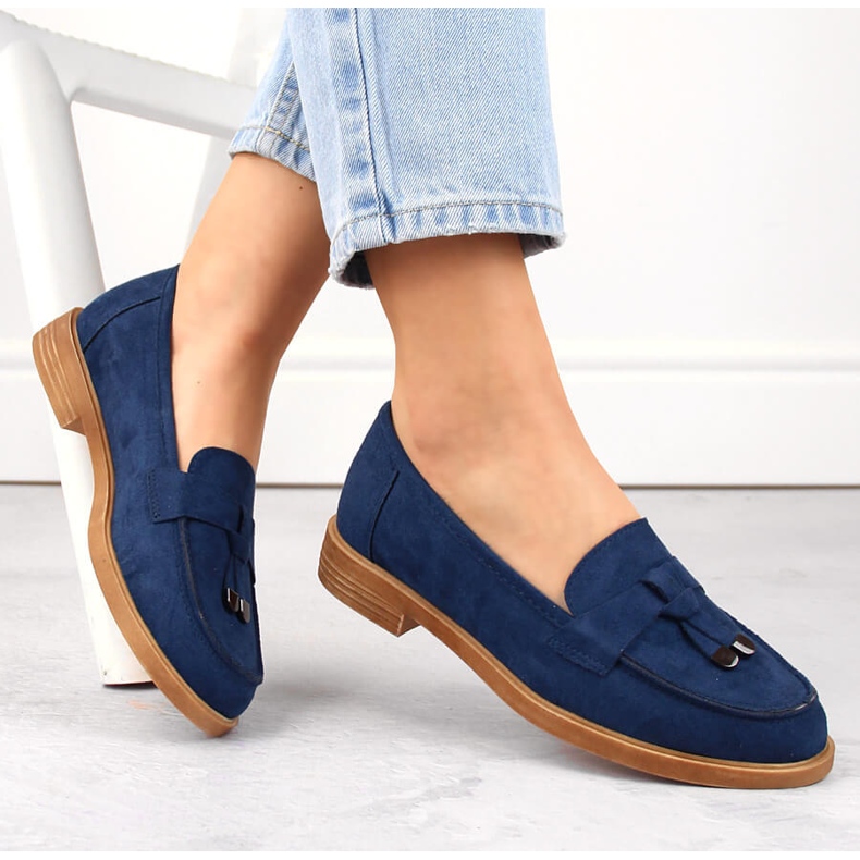 Chaussures à talons bas femme en daim Vinceza bleu 1