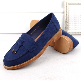 Chaussures à talons bas femme en daim Vinceza bleu 6