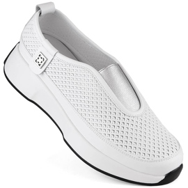 Chaussures de sport à enfiler en cuir confortables pour femmes, blanches, T.Sokolski 456 1