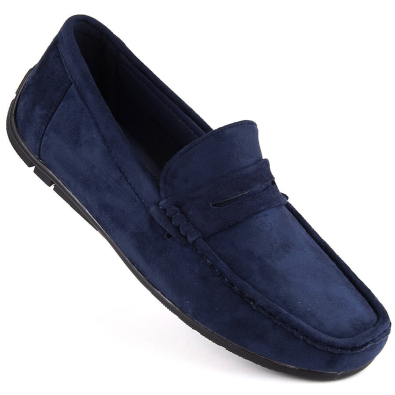 News Chaussures en daim, mocassins à enfiler pour hommes, bleu marine Unisoft 7710 1