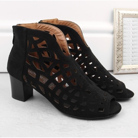 M. DASZYŃSKI Bottes ajourées à bout ouvert pour femme en daim, noir M.Daszyński MR1954-15 le noir 2
