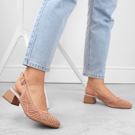 Sandales femme à talon bas en daim rose Jezzi RMR2263-4 6