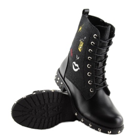 Bottes noires à dessus en feutre le noir 2