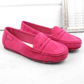 Mocassins confortables en daim pour femmes fuchsia Big Star NN274934 rose 5