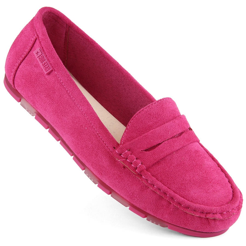 Mocassins confortables en daim pour femmes fuchsia Big Star NN274934 rose 1