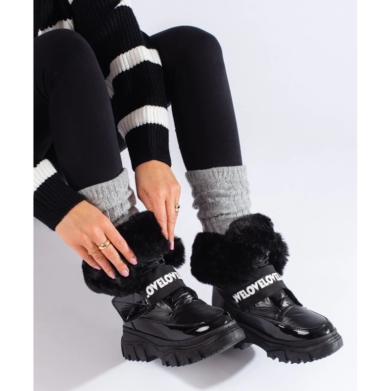 Bottes de neige femme avec élastique le noir 1