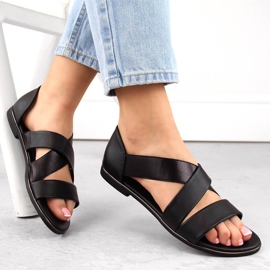 Sandales à enfiler pour femmes avec élastique, noir Jezzi 3882 2