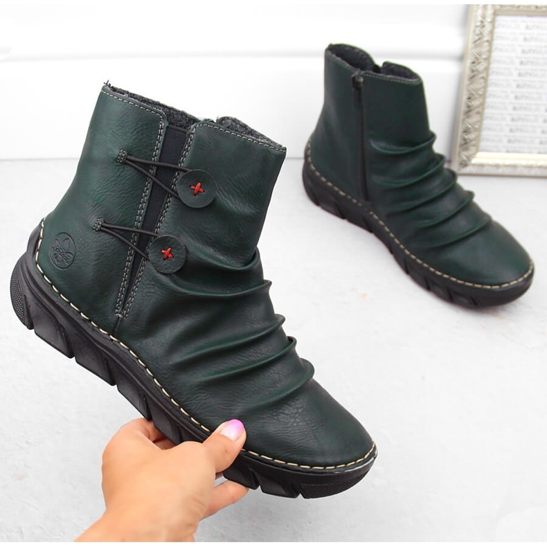 Bottes femme isolées vertes Rieker 55052-54 1